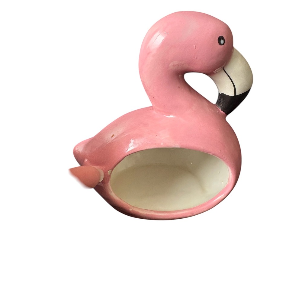 Pink‎ Flamingo Ceramic Sponge Holder Kitchen Sink Caddy Planter Dish Decor As is - Picture 4 of 8